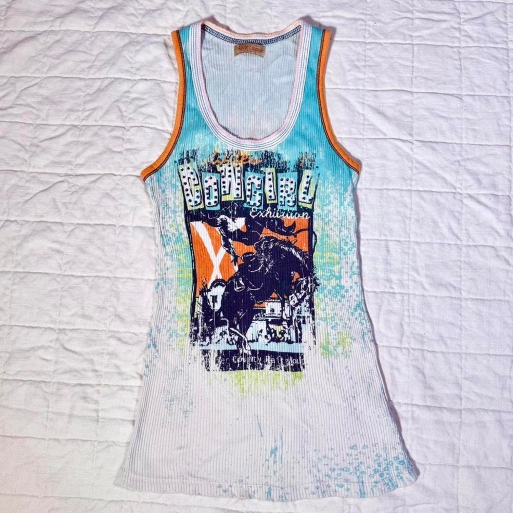 Y2K Cowgirl Graphic Tank Top – Skinny Minnie (L)